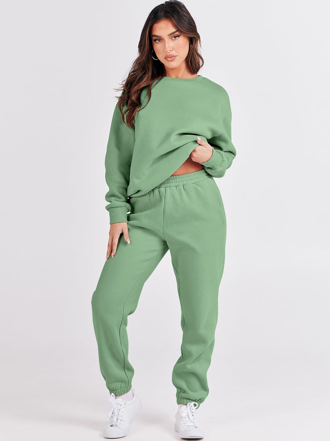 ANRABESS Women's Two Piece Outfits Sweatsuit Lounge Set Long Sleeve Crewneck Sweatshirt Jogger Pants Tracksuit 2025 Fall Sets - Image 3