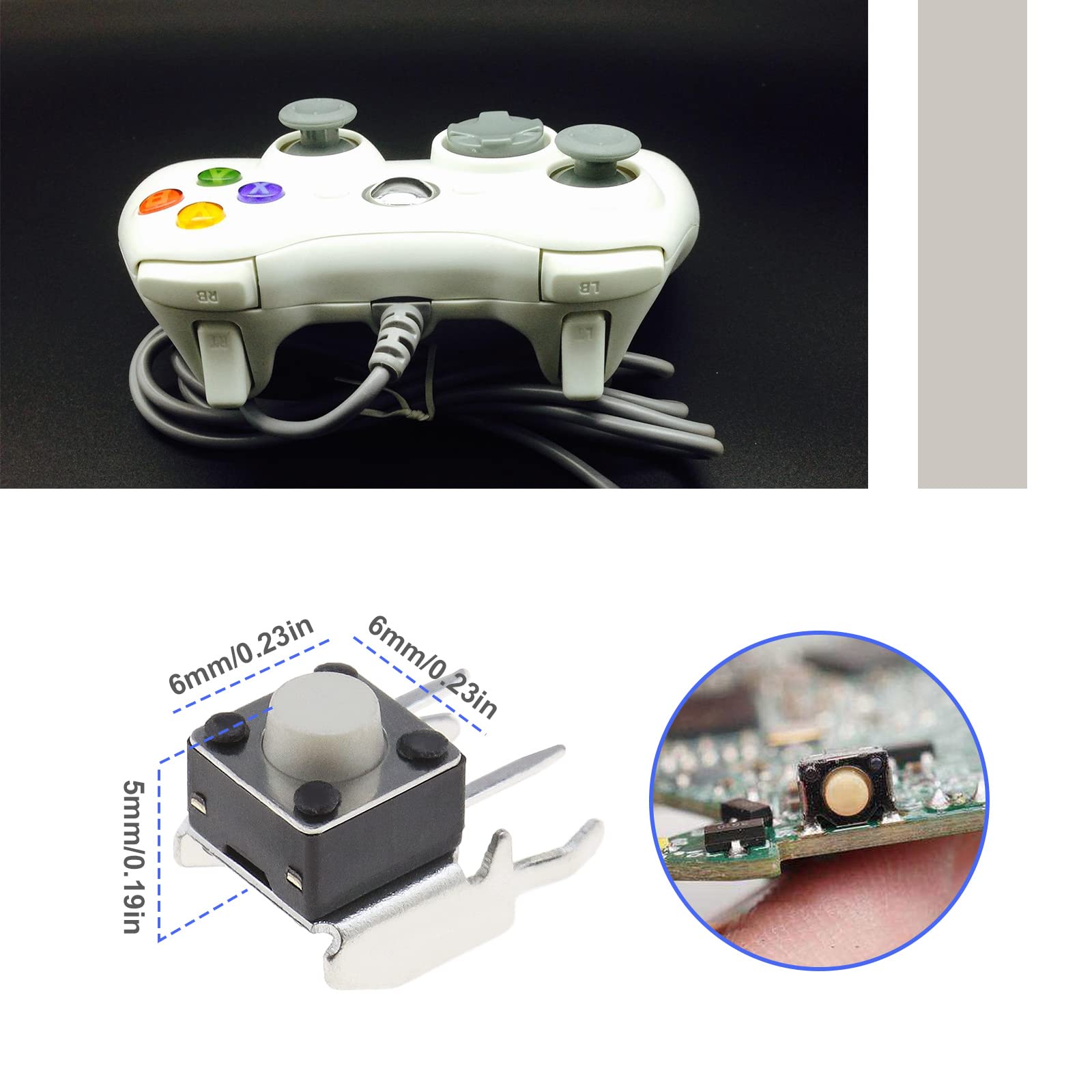 ECSiNG RB LB - Botón de repuesto para parachoques (6 x 6 x 5 mm, compatible con Microsoft Xbox One, Xbox 360, 10 unidades), color negro