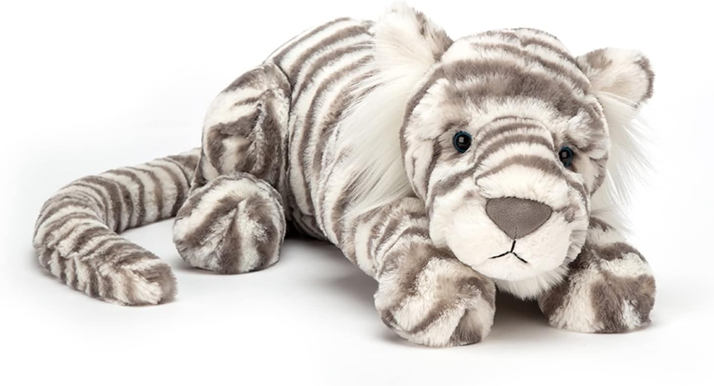 Jellycat Sacha Snow Tiger Stuffed Animal, Medium, 19 inches
