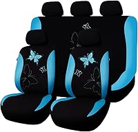 Vista 14 de Flying Banner - Juego completo de fundas para asiento de automóvil Butterfly, estilo universal de moda para mujer, para banco trasero (divisible)