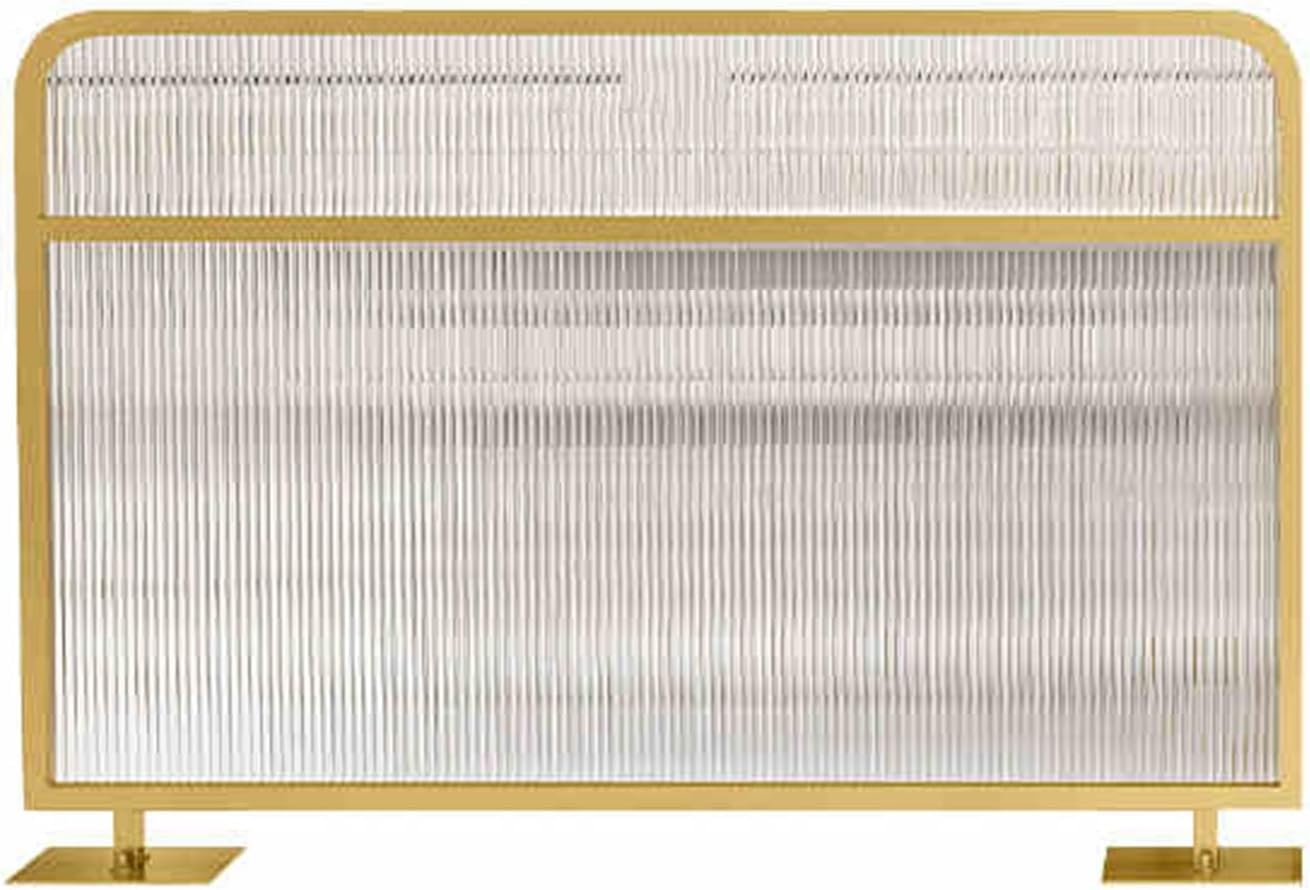 Glass Room Divider Office Partition Tempered Glass Panels Table Dividers Panels Partitions,Desk Partition Screen, Black Iron Divider With Translucent Glass, Privacy Panel-Gold-100x100x28cm