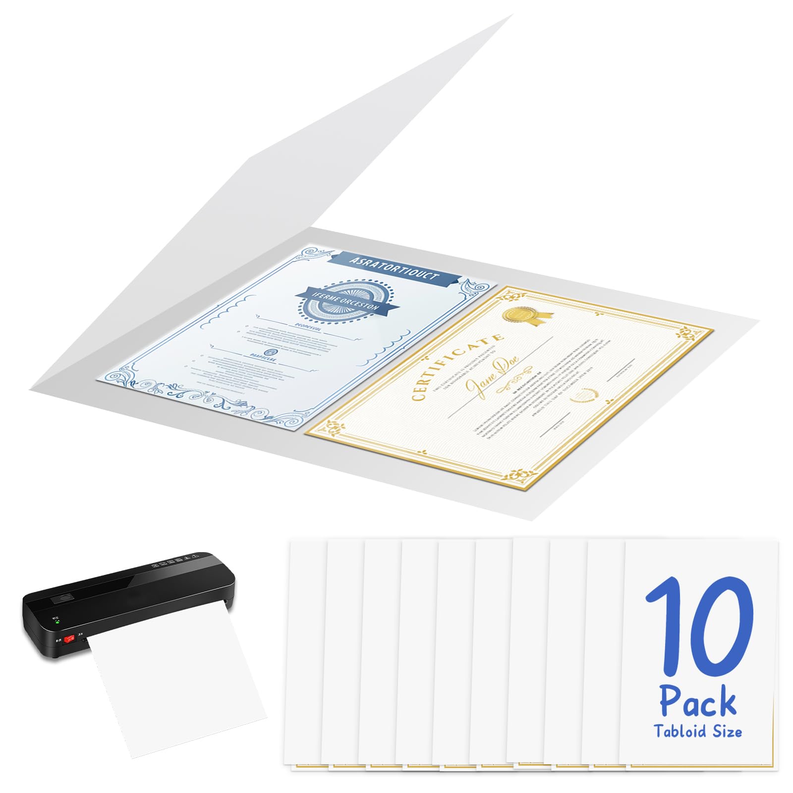 10 Pack 11.75 x 17.7 Inch Laminator Carrier Sleeve Tabloid Size Thermal Laminating Carriers Sheets Protection Thermal for All Brand Laminating Pouches Certificates Documents Posters Photos Cards — image 1