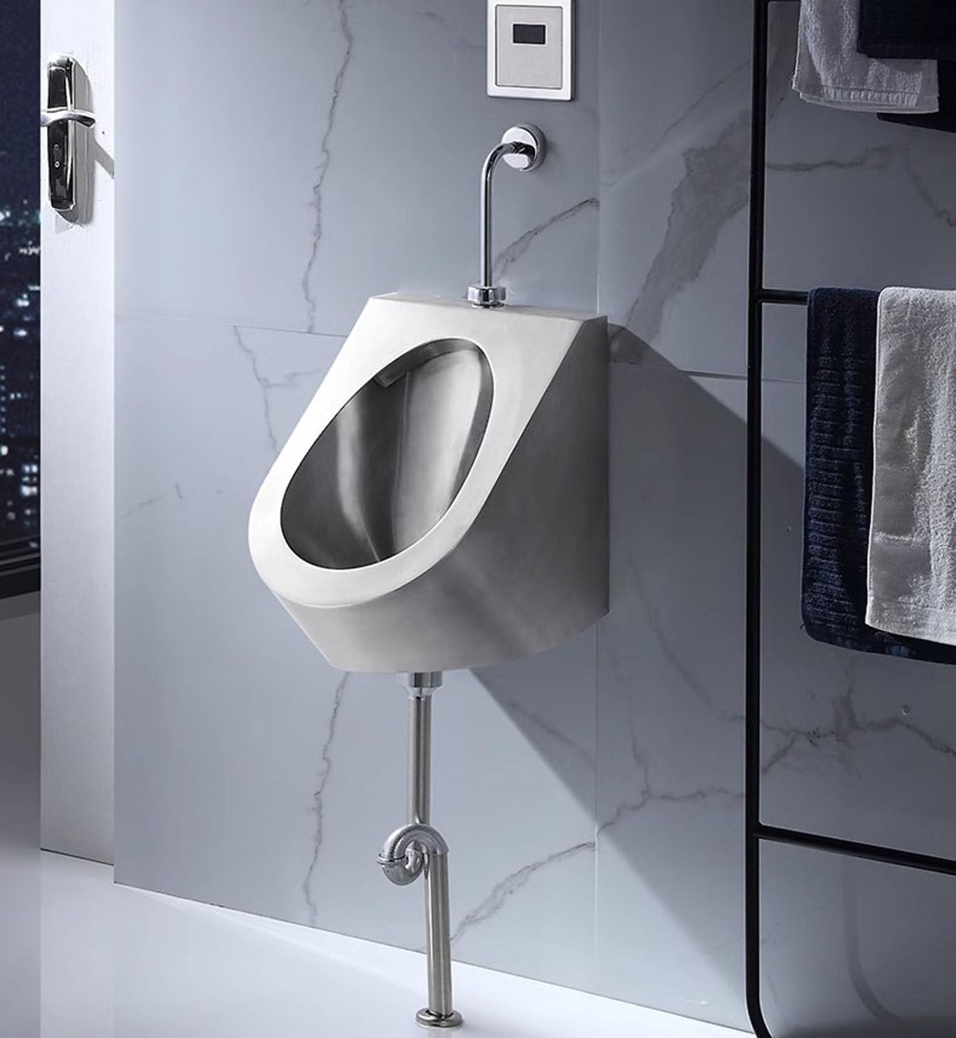 iumLeap Wall Mounted Men's Bathroom Urinal,304 Stainless Steel Urinal,Bar Urinals,Automatic Sensor Urinal Toilet,Washout Urinal,Commercial Public Toilet Urinals (Groundrow)