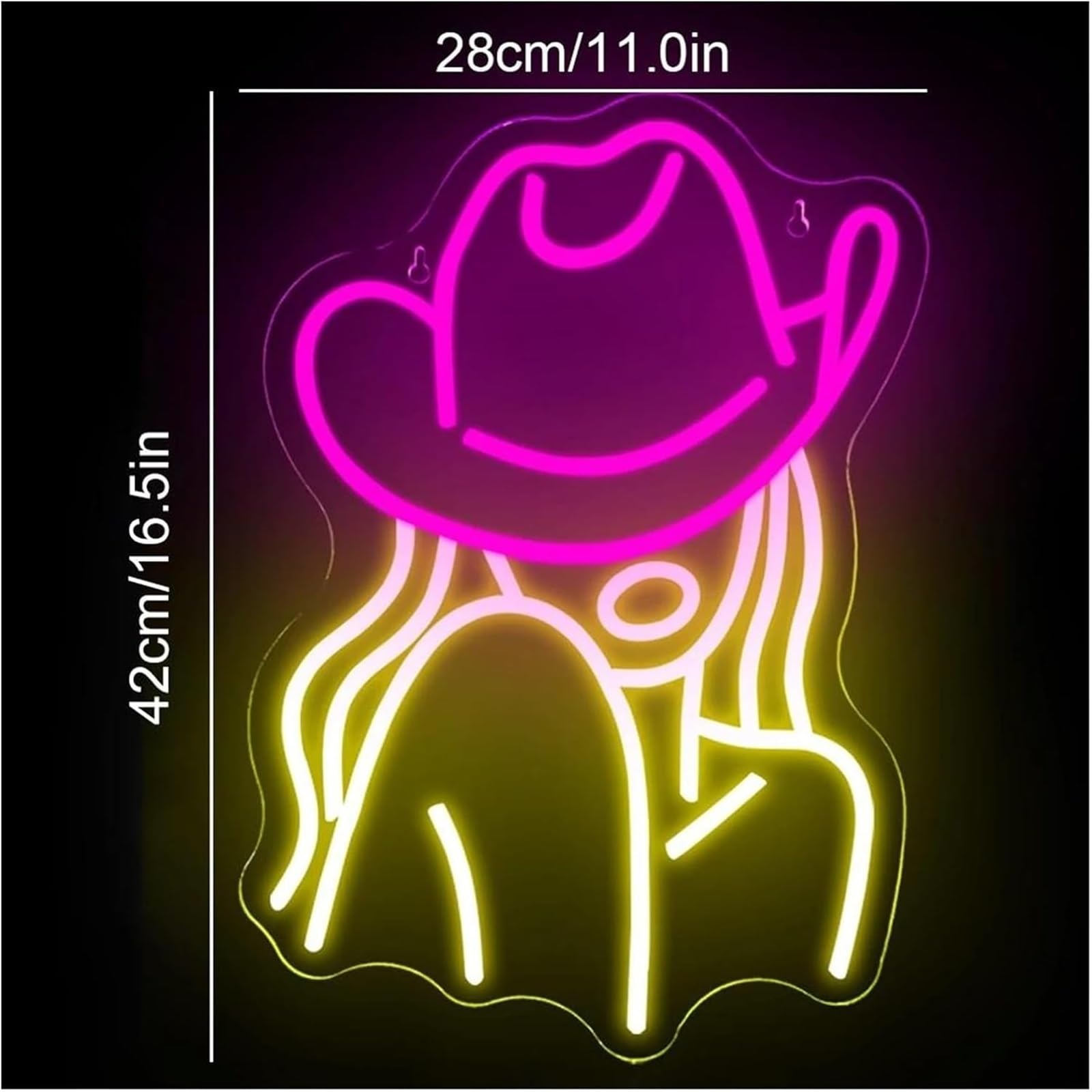 Luci al neon Insegne al neon con cappello da cowboy, luci occidentale, insegna luminosa donna, camera letto sexy