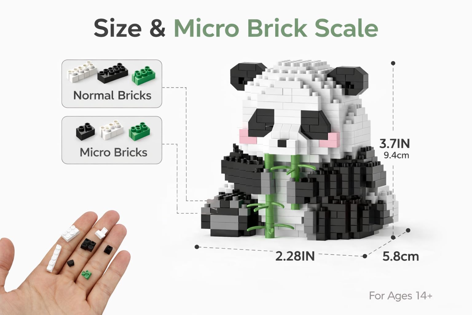 Mini Bamboo Panda Building Blocks Set, 504 PCS Micro Brick Animal Display Model - Image 3