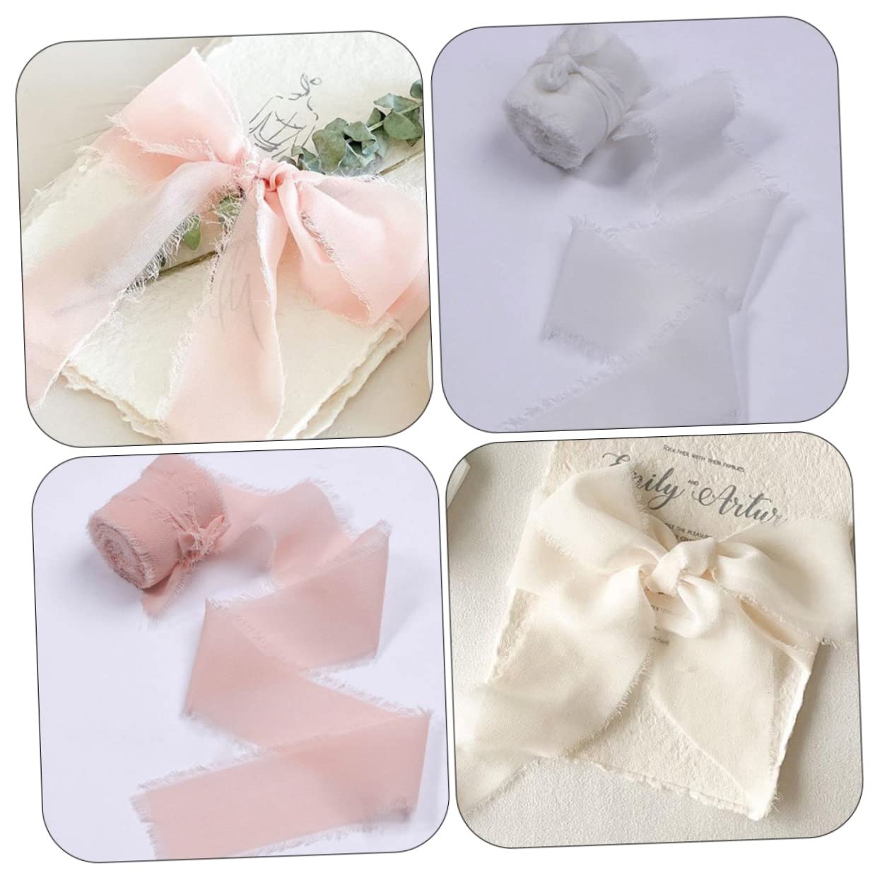 Veemoon 5 Sätze Zartes Geschenkband Burgund Verpackung Bänder Für Handwerk Rosa Organza Seide Handgefertigtes Blumenband Fransenband Aus Polyester Multifunktionales Haarband 2 Rollen * 5