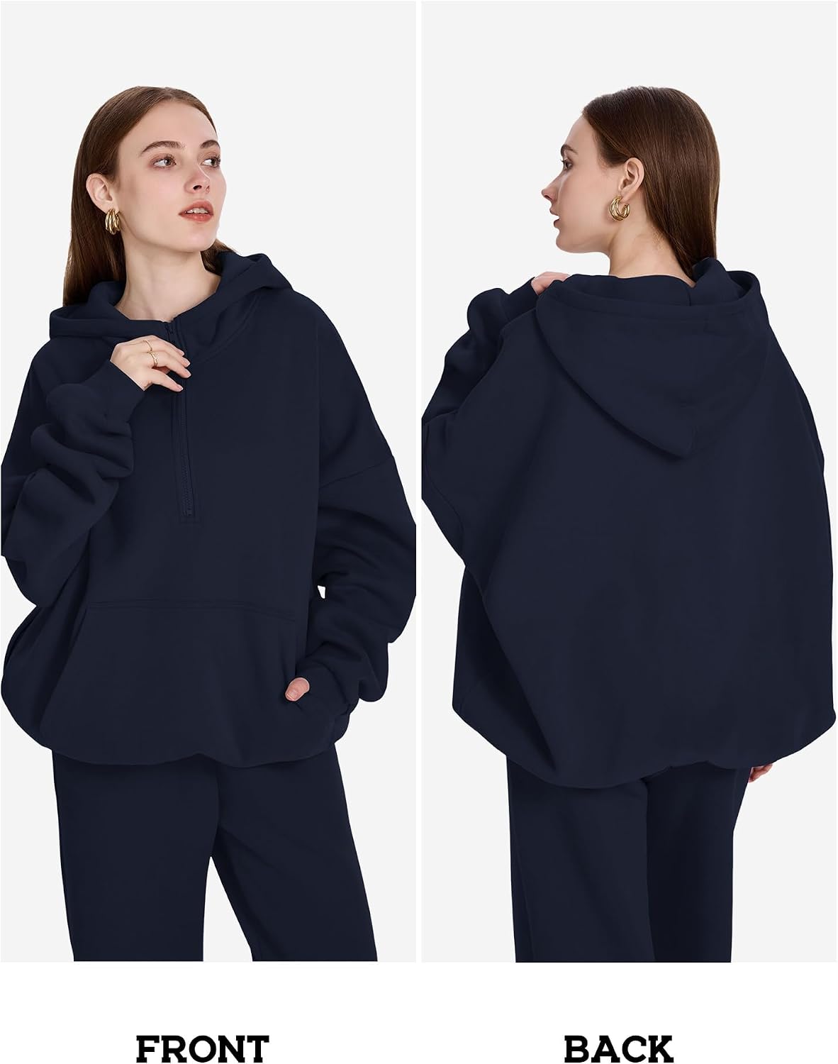 FAIABLE Women Hoodies Half Zip Up Oversized Sweatshirts Fleece Cotton Quarter Zip Hoodie Pullover Fall Winter Outfit