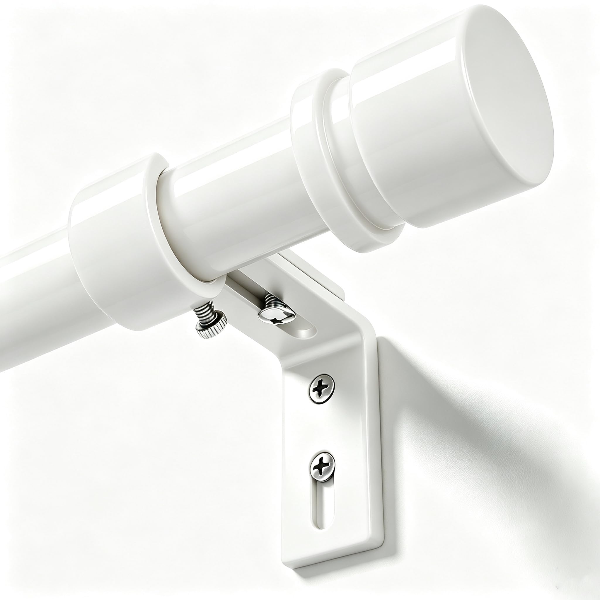 Byondeth Curtain Rods for Windows 16 to 88 Inches Adjustable Length 1 Inch Diameter Window Curtain Rod with Aluminium End Cap, White