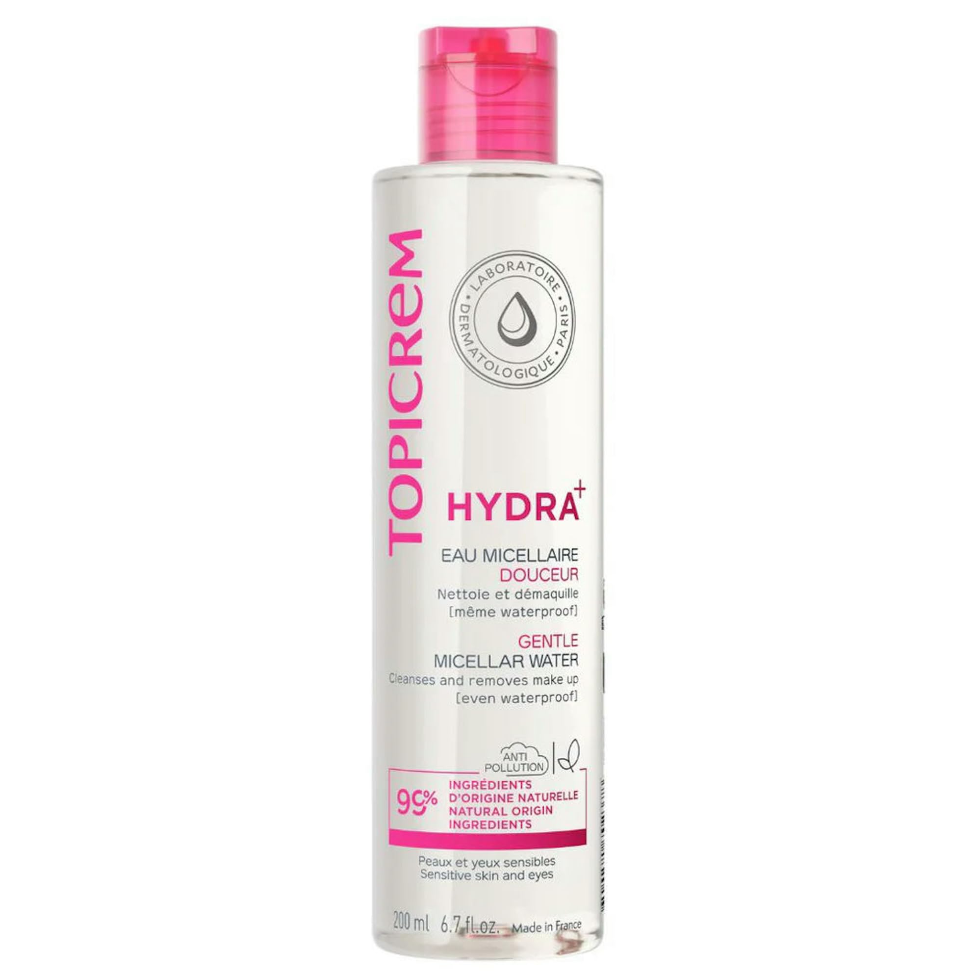 Topicrem - Eau Micellaire Douceur Hydra+ - Nettoie et démaquille, Peaux et yeux sensibles, Fabrication Française - 200 ml