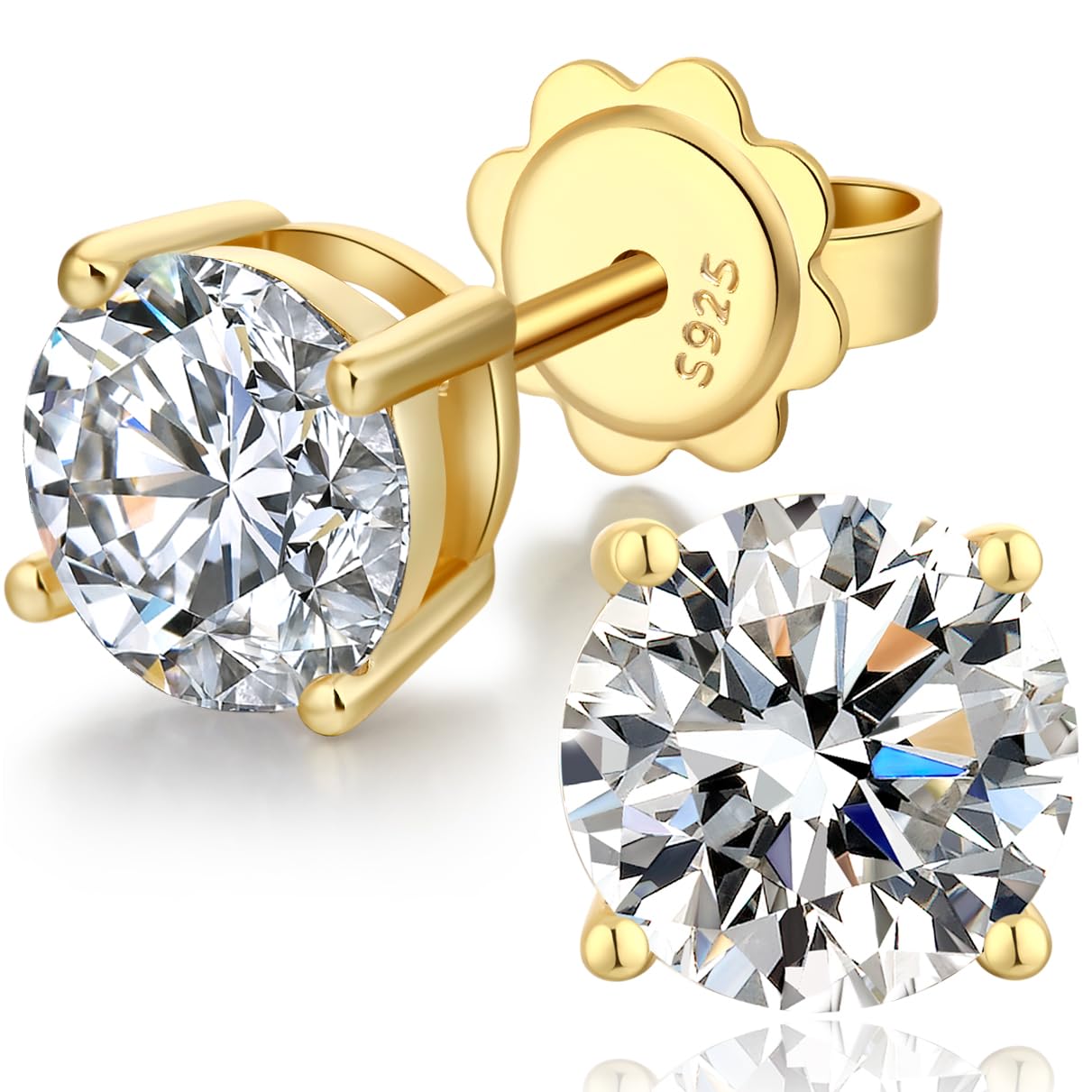 jiamiaoi 18 Karat Weißgold plattiert Glänzend Ohrringe Silber 925 Stecker, 4mm-8mm 4A+ Zirkonia Ohrstecker Herz Ohrringe Fur Damen Herren