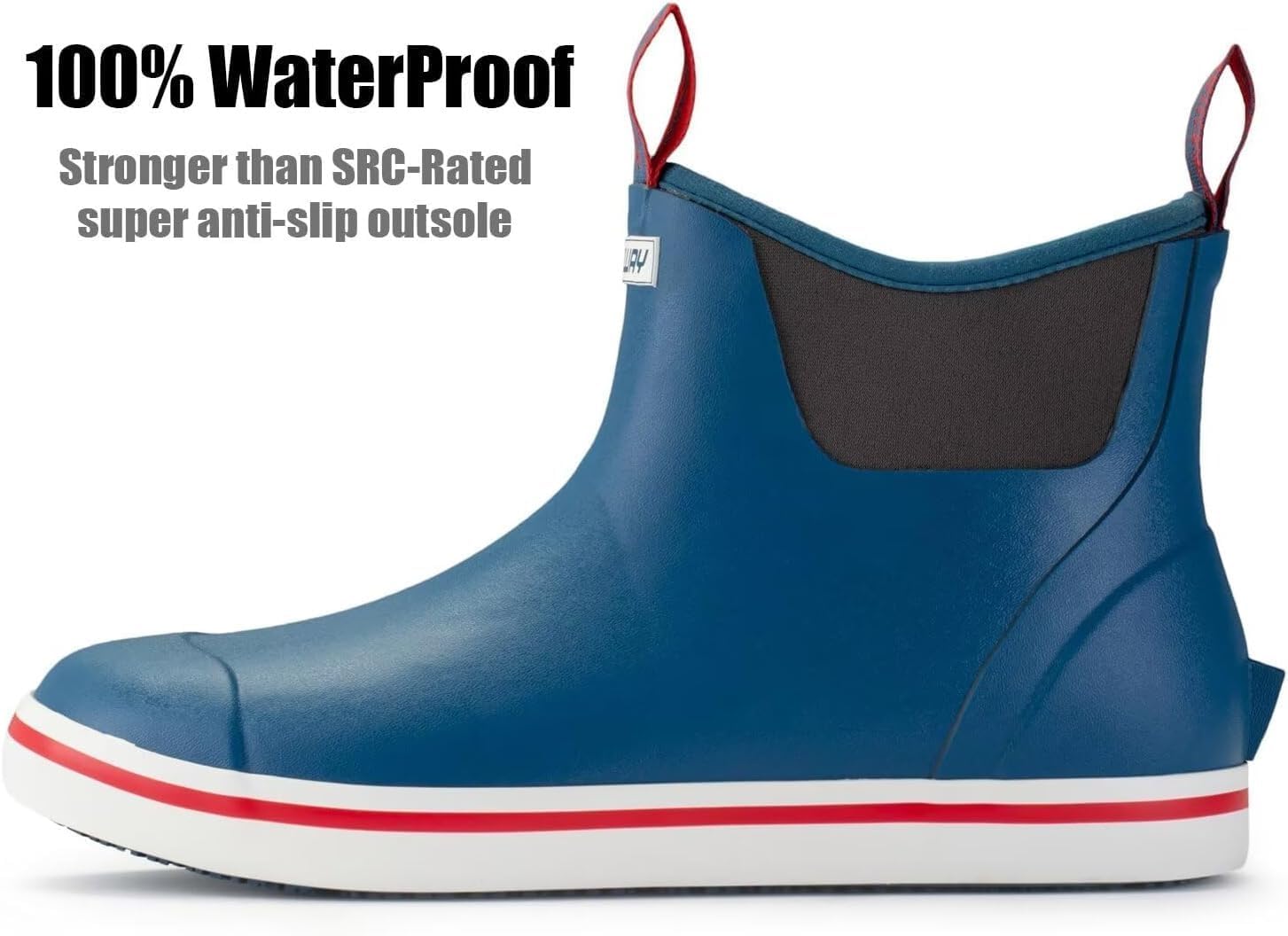 SUREWAY Men's Ankle Fishing Deck Boots for Men-Waterproof,Professional Non-Slip Soles for Wet Slippery Surface,Neoprene Rubber Rain Boot/Shoes for Hunting Boating Gardening - Image 2