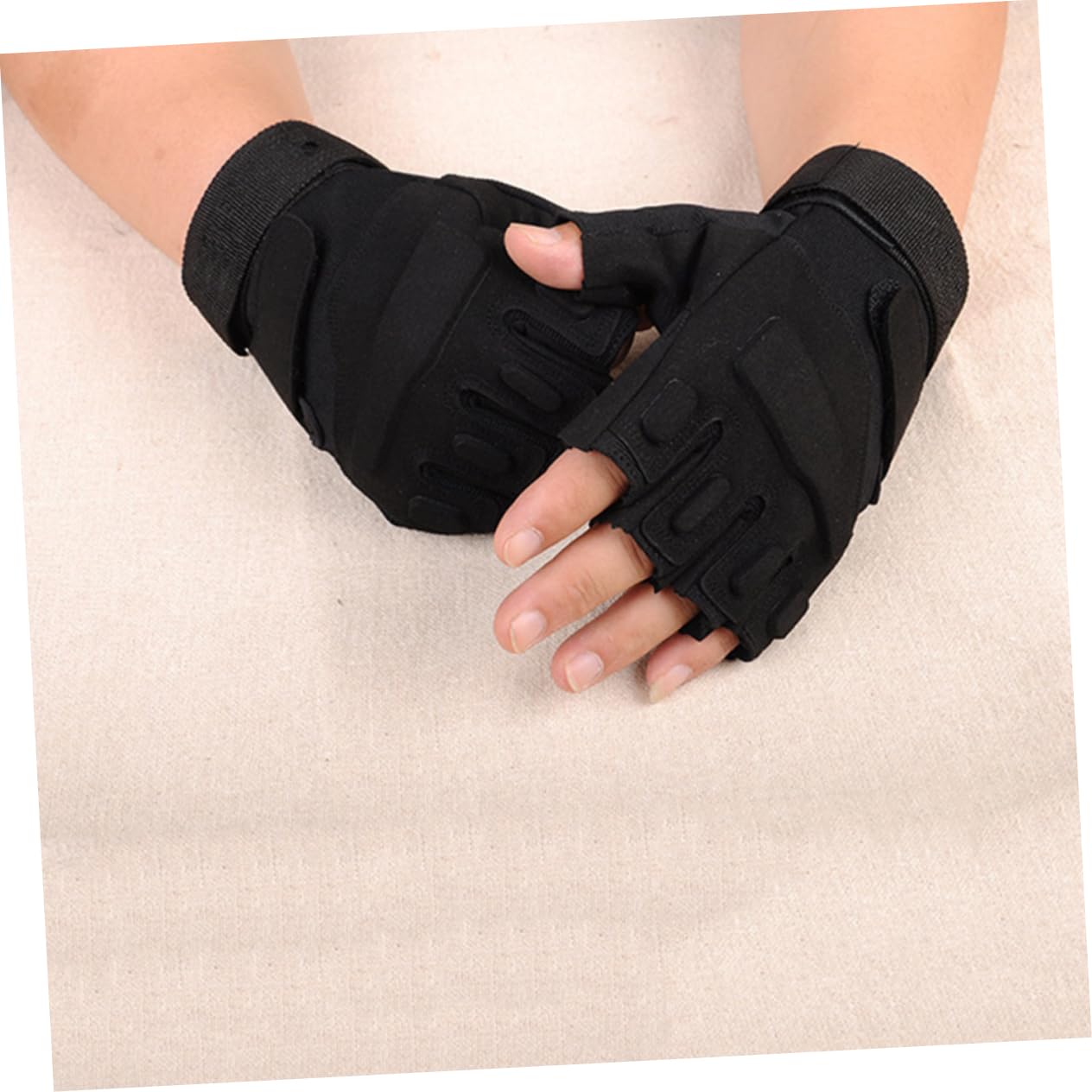 GANAZONO Half Finger Bike Gloves Shockproof Breathable Outdoor Sports Gloves for Cycling Running Fishing Comfortable -Sweat Design Black XL