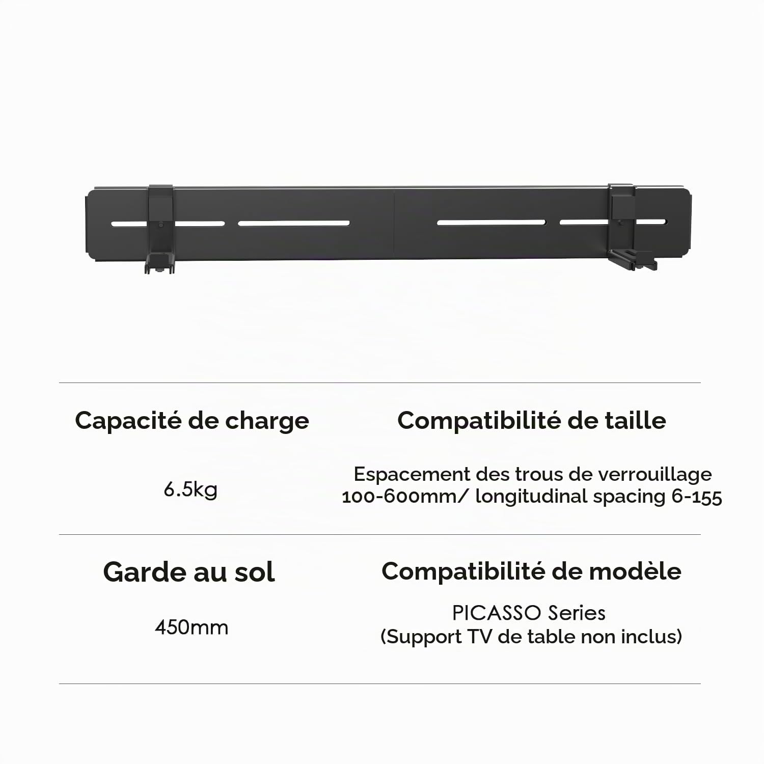FITUEYES Support Barre de Son pour Série Picasso Capacité de Charge 6.5 kg pour Montage sous la TV avec Haut-Parleur Noir