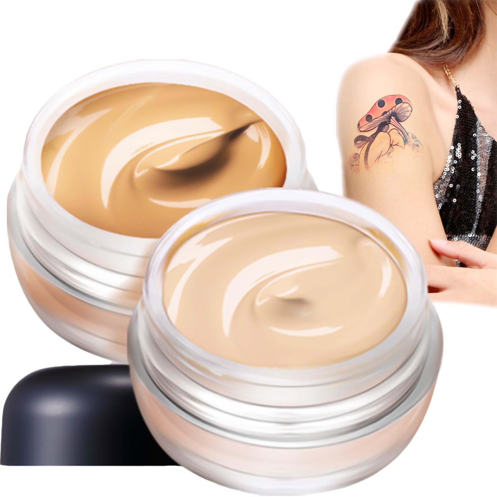 2Color 10ml Waterproof Tattoo Cover Up Makeup with Bruises, Full Coverage, and Tattoos. Body Makeup Concealer Set for Men and Women
