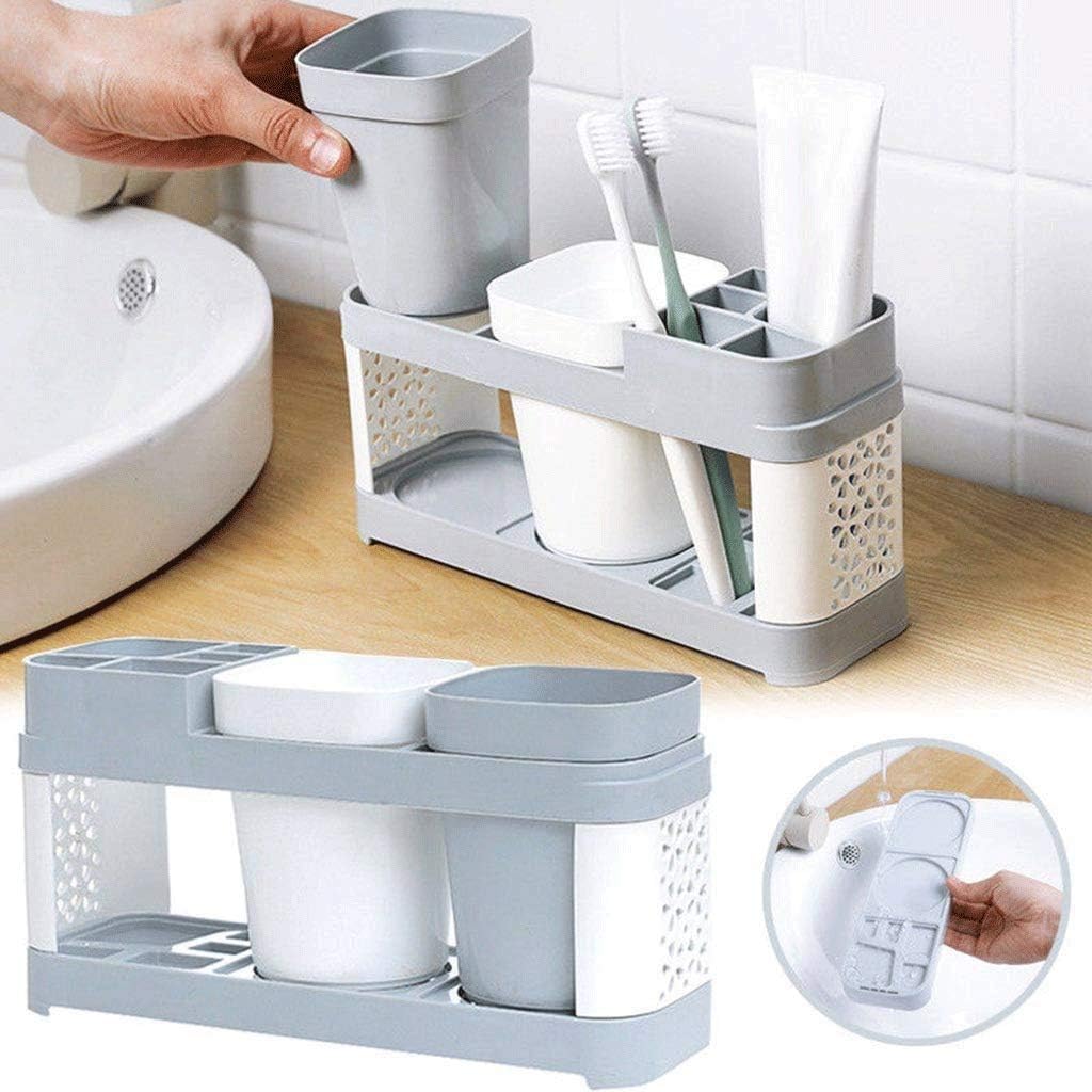 Toothbrush Holder - Toothpaste with Two Cups, Bathroom Organizer for Couples/Family and