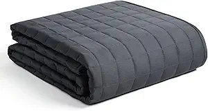 YnM 12lbs Weighted Blanket for Adults, Heavy Bed Throw Blanket with Cooling Glass Beads for All Season Use, Ideal for One Person of 110lbs (60x80 Inches, Queen Bed, Dark Grey)