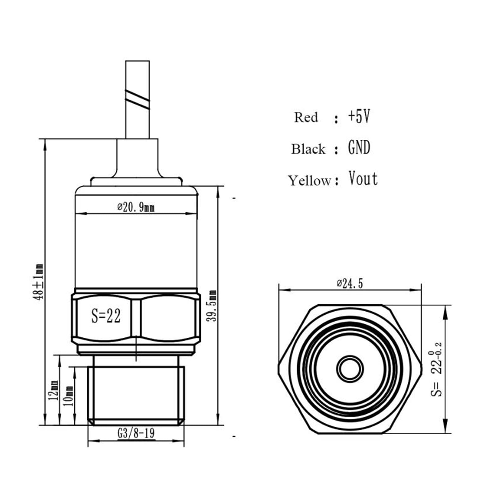 Sensore di pressione G3/8-19 5-12V 0.5-4.5V 0-30Bar Manometro Trasduttore Opzionale Strumenti Elettronici (0-1Mpa)