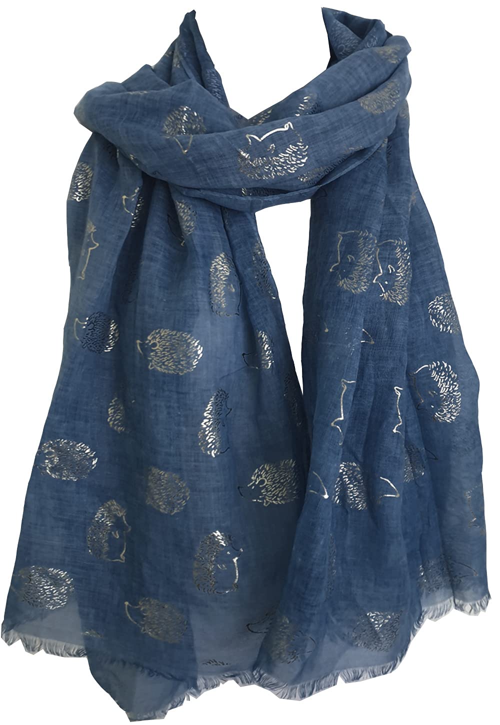 Glamlondon Women's Navy Blue Hedgehogs Print Scarf (Navy Blue)