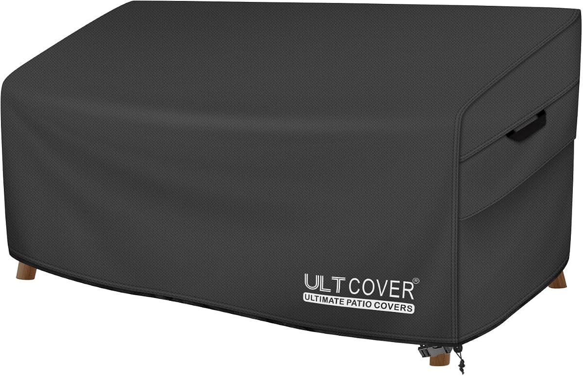 Waterproof Patio Furniture Sofa Cover 60W x 35D x 35H in, Black | 2-Seater, Heavy Duty 600D Polyester, UV Resistant, Fits Outdoor Bench, Loveseat & Couch