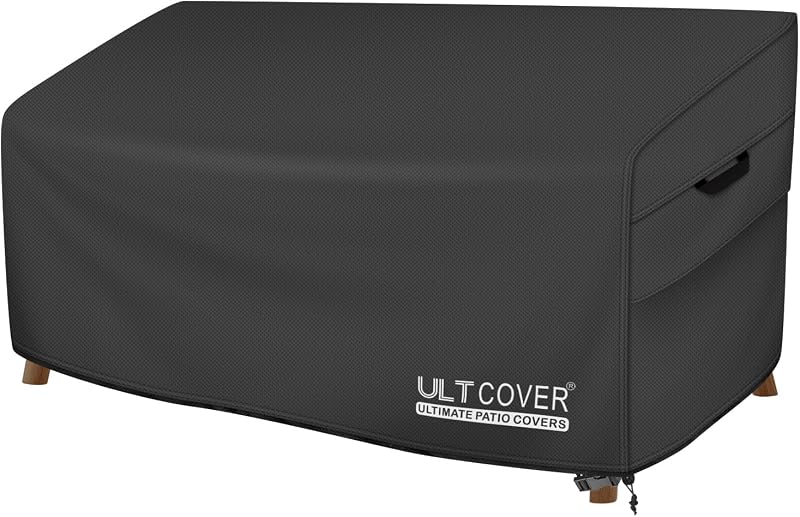Waterproof Patio Furniture Sofa Cover 60W x 35D x 35H in, Black | 2-Seater, Heavy Duty 600D Polyester, UV Resistant, Fits Outdoor Bench, Loveseat & Couch