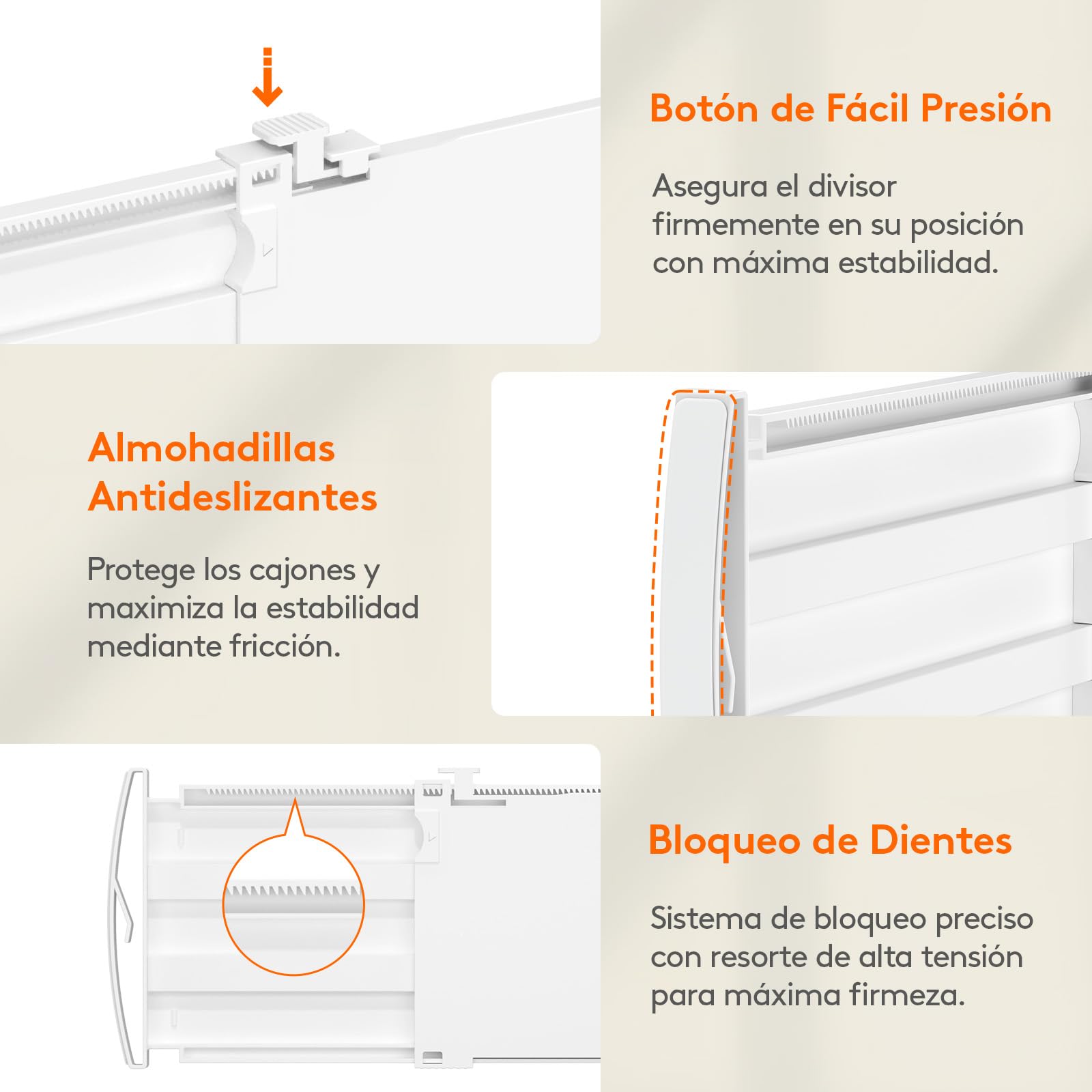 Lifewit Separadores de Cajones Ajustables, Divisores de Armario Ropa, Cajones Organizadores Plastico para Cocina, Baño, Mesita de Noche, 9 Piezas, Longitud Interior de 30 – 47 cm y Altura 13 cm