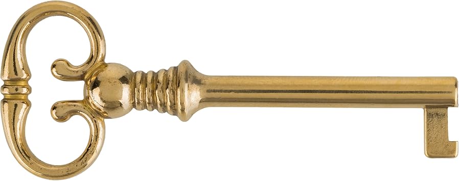 UNIQANTIQ HARDWARE SUPPLY Solid Brass Skeleton Key for Cabinet, Grandfather Clock Doors, Dresser Drawers - Hollow Barrel Key Replacement - Antique Skeleton Keys for Furniture | UA-52SK