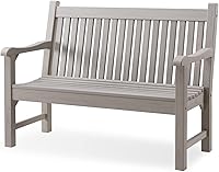 Psilvam 2-Person Poly Lumber Garden Bench - All-Weather Outdoor Patio Memorial Bench, Rot & Fade Proof, Grey (700 lbs Capacity)