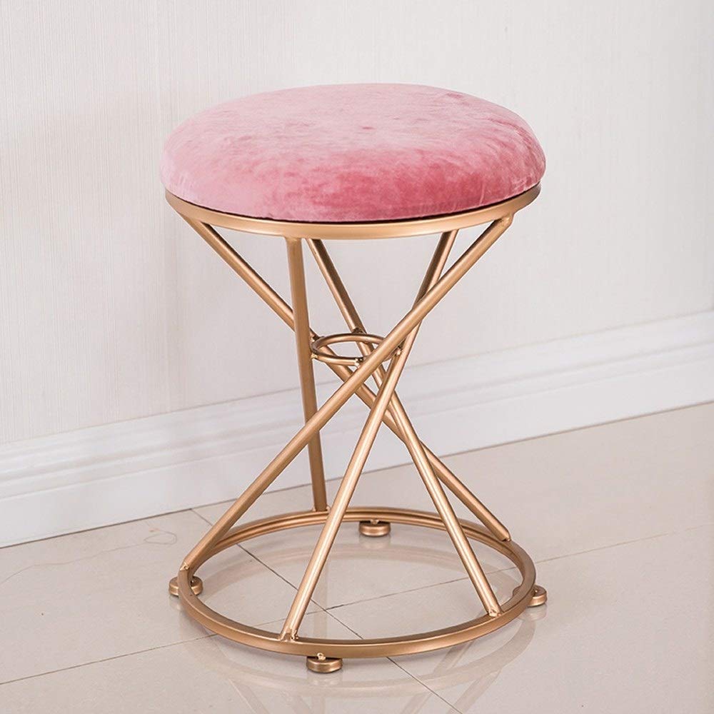 Pouf de style moderne et lavable avec assise rembourrée et pieds en métal dorés