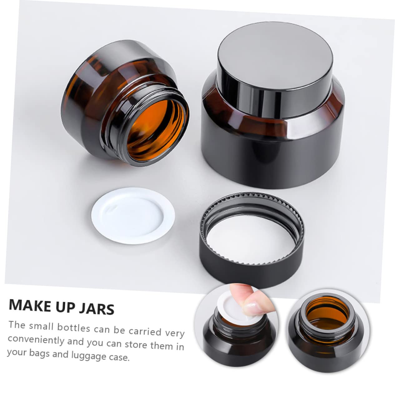 FOMIYES 5pezzi Bottiglie in Vetro Marrone Vuote da Viaggio Barattoli per Crema di Contenitori per Cosmetici Resistenti alla Luce Adatti per Viso Unguenti e Altri Prodotti per Cura