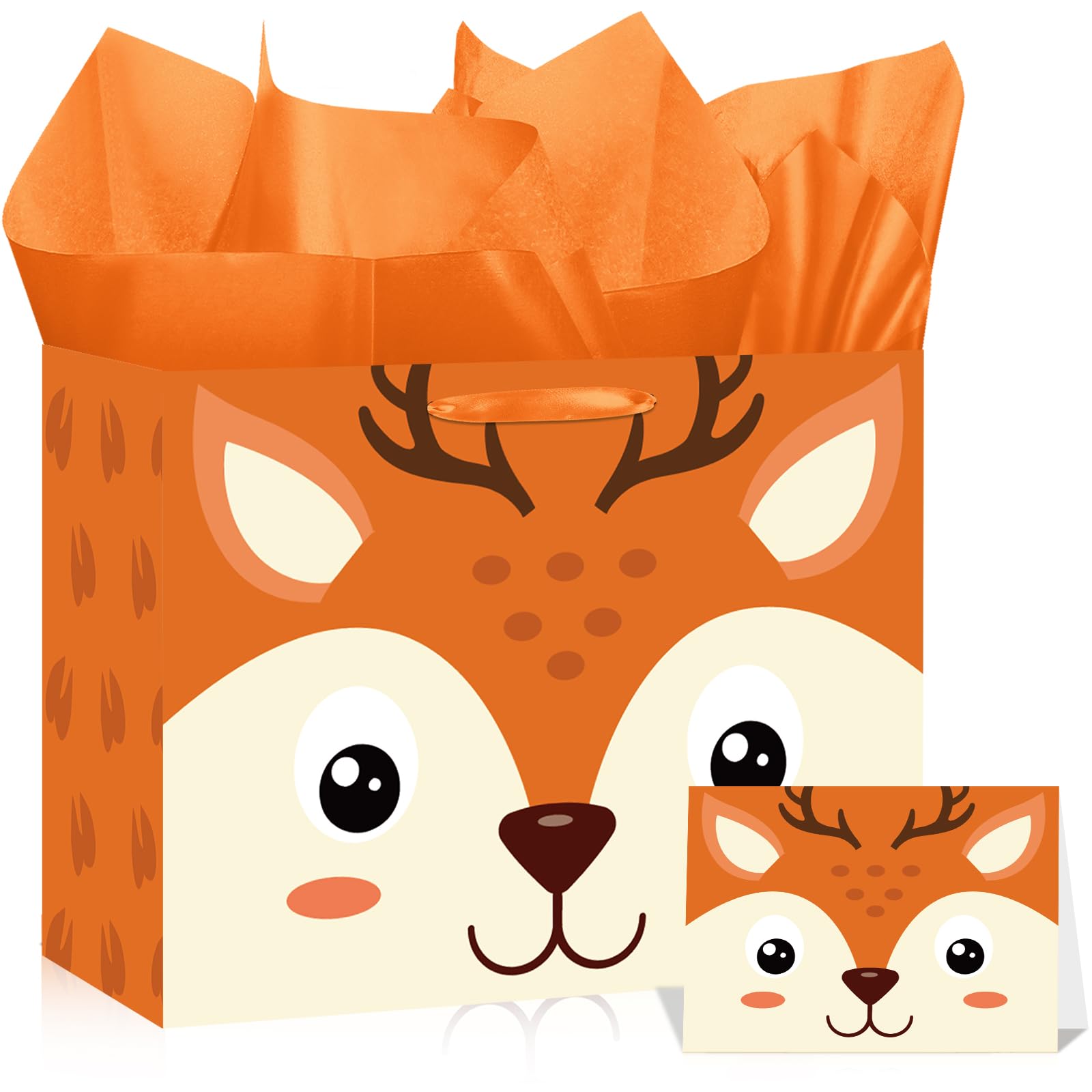 Deer Birthday Gift Bag Kids Cute Elk Gift Wrap Bag Reindeer Jungle Goodie Bag for Baby Shower — image 1