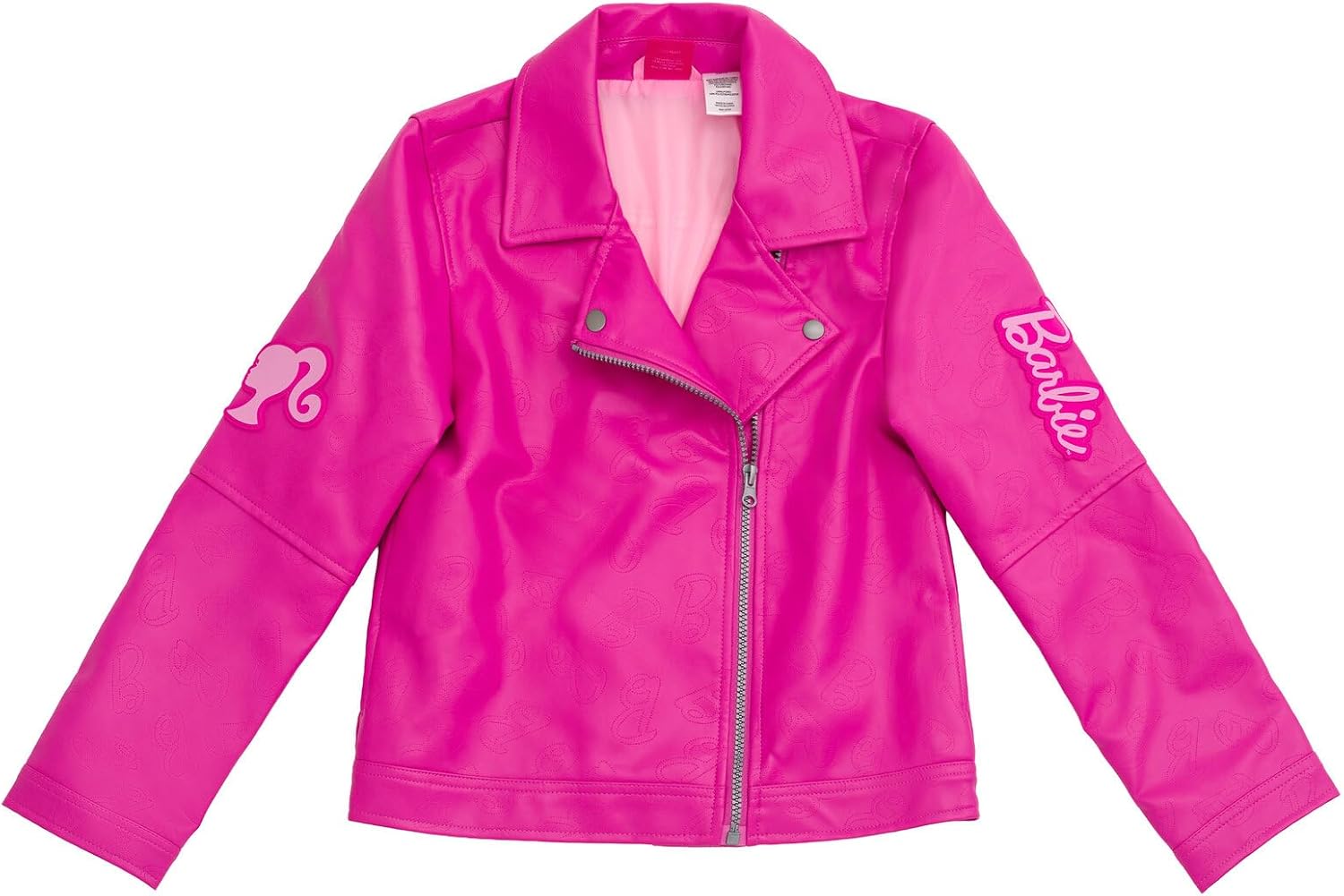 Barbie Girls Pink Faux Leather Jacket Little Kid to Big Kid Sizes (4-14-16)