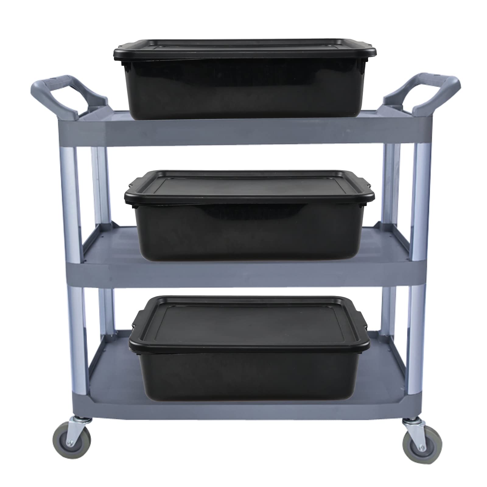 Obstnny Cuenco de lavado negro de 13 L con tapa, paquete de 4 recipientes rectangulares