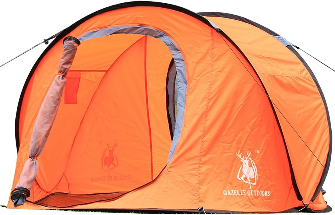 2 - 3 Person Tent for Camping - Camping Hiking Hunting Instant Automatic Pop Up Easy Setup Easy Fold Back Outdoor Sports Large Tent Beach Shelter - Orange