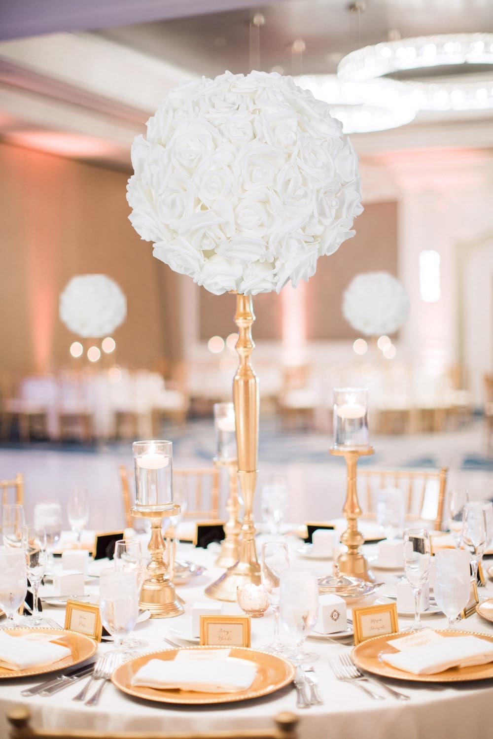 IPOPU 100 Pcs Artificial Rose Flower Heads Real Looking White Foam Fake Roses for DIY Wedding Baby Shower Centerpieces Arrangements Party Tables Home Decorations (White 1, Stemless) - Image 4