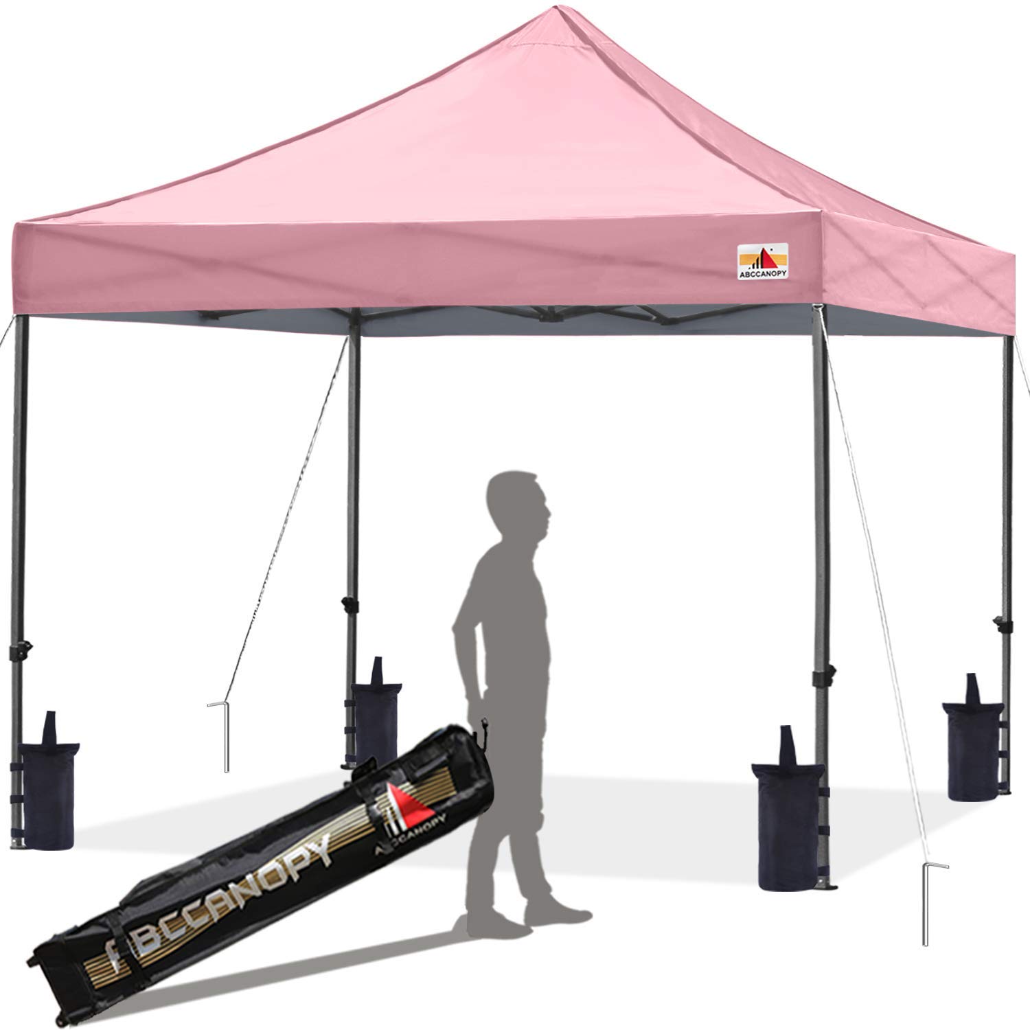 ABCCANOPY Tonnelle Pop-up avec auvent Amovible, Stand de marché Commercial, Sac à roulettes amélioré, 4 Sacs de Poids, piquets et Cordes