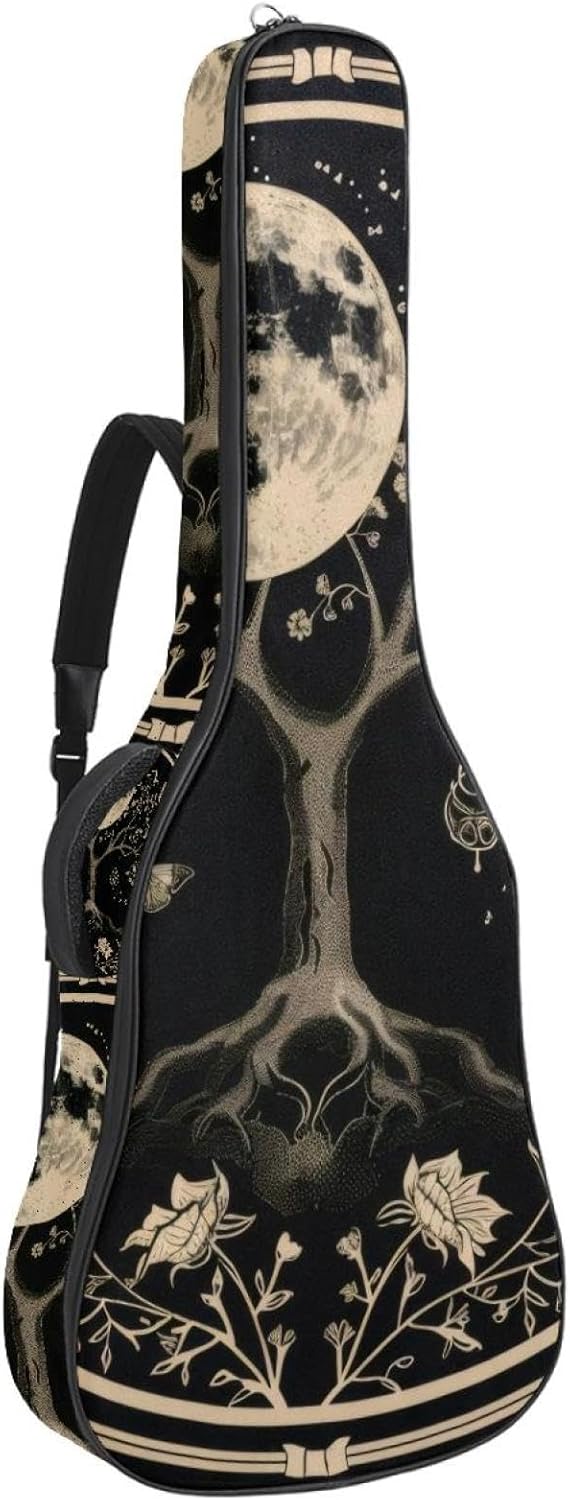 40 41 42 Inch Guitar Bags, Waterproof Padded Acoustic Guitar Case Backpack with Adjustable Shoulder Strap & Pockets, Aesthetic Tree of Life Nature Flower Butterfly Boho Mandala