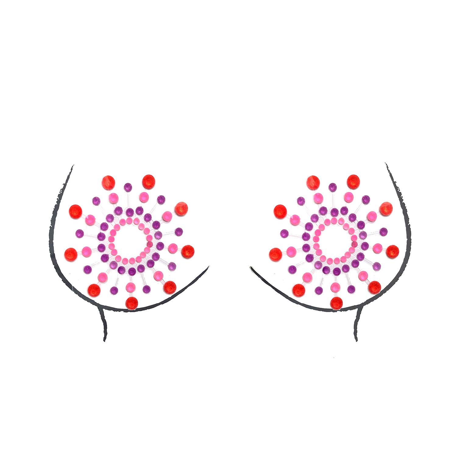 Neva Nude Iridescent Crystal Beamz Nipztix Pasties Nipple Covers for Festivals, Raves, Lingerie and More, Made in USA