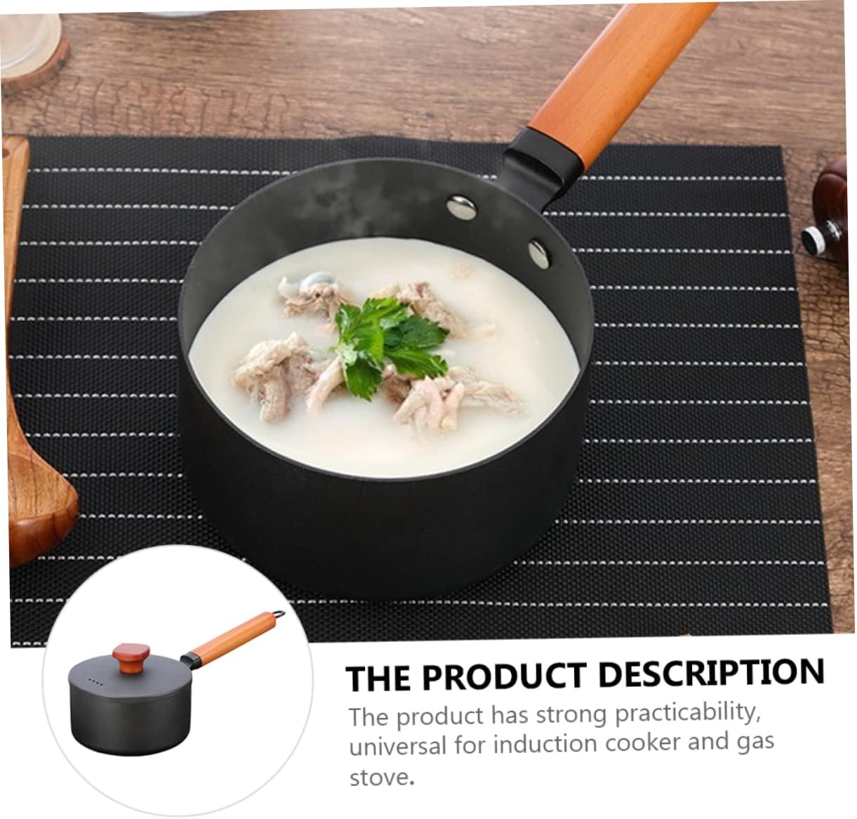 Nonstick Frying Pan Iron Saucepan Kitchen Utensil for Milk Noodles Soup and Sauce