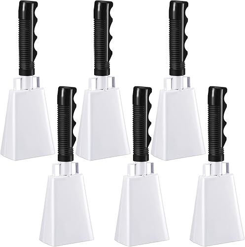 6 cencerros de 10 pulgadas con asa, campanas de animación para eventos deportivos, grandes ruidos, cencerros fuertes a granel para juegos de fútbol,