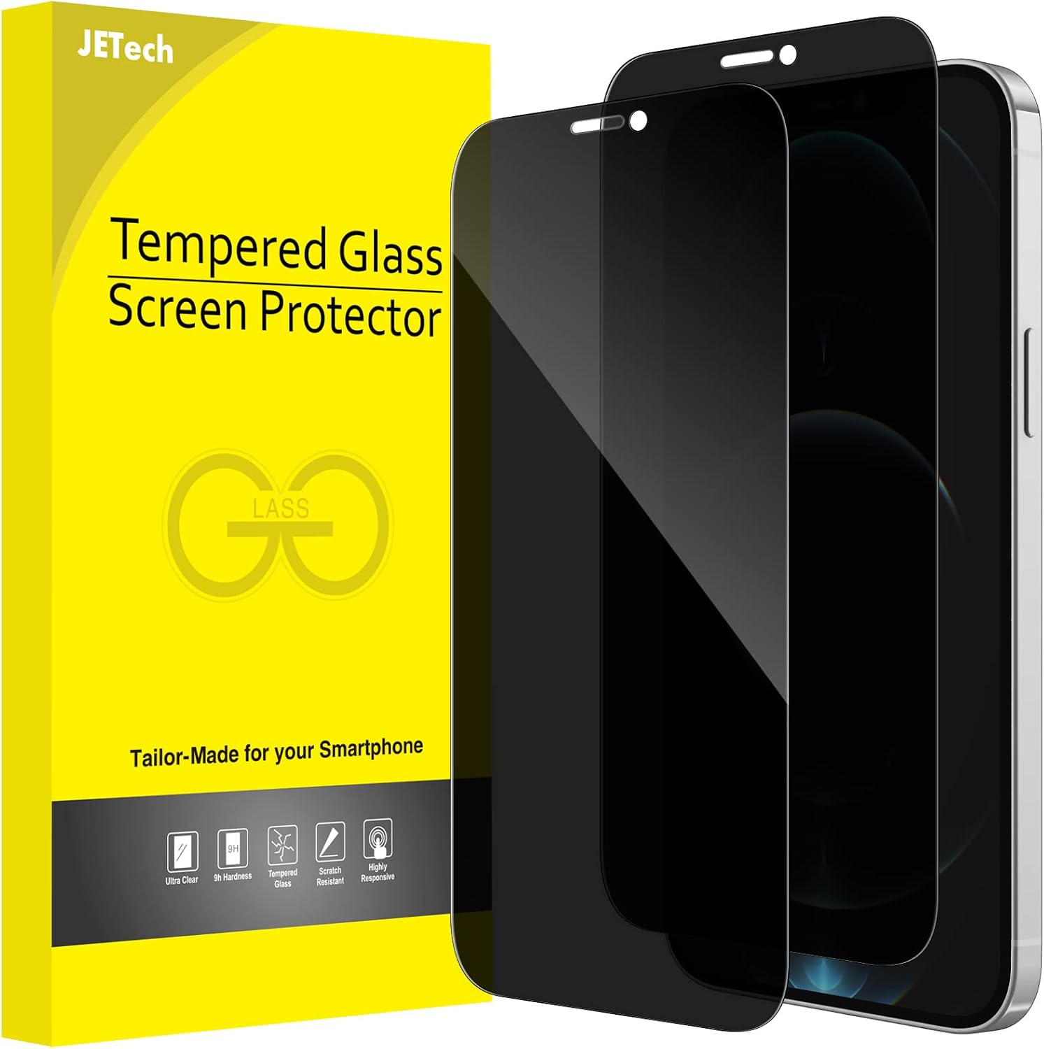 JETech Privacy Full Coverage Screen Protector for iPhone 12
