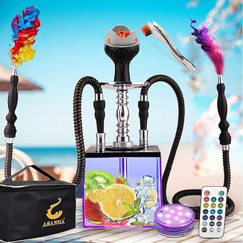 Juego de cachimba de apertura amplia para una fácil limpieza con todo. Cubo actualizado ASANMA Shisha moderno incluye cuenco de silicona para tubo