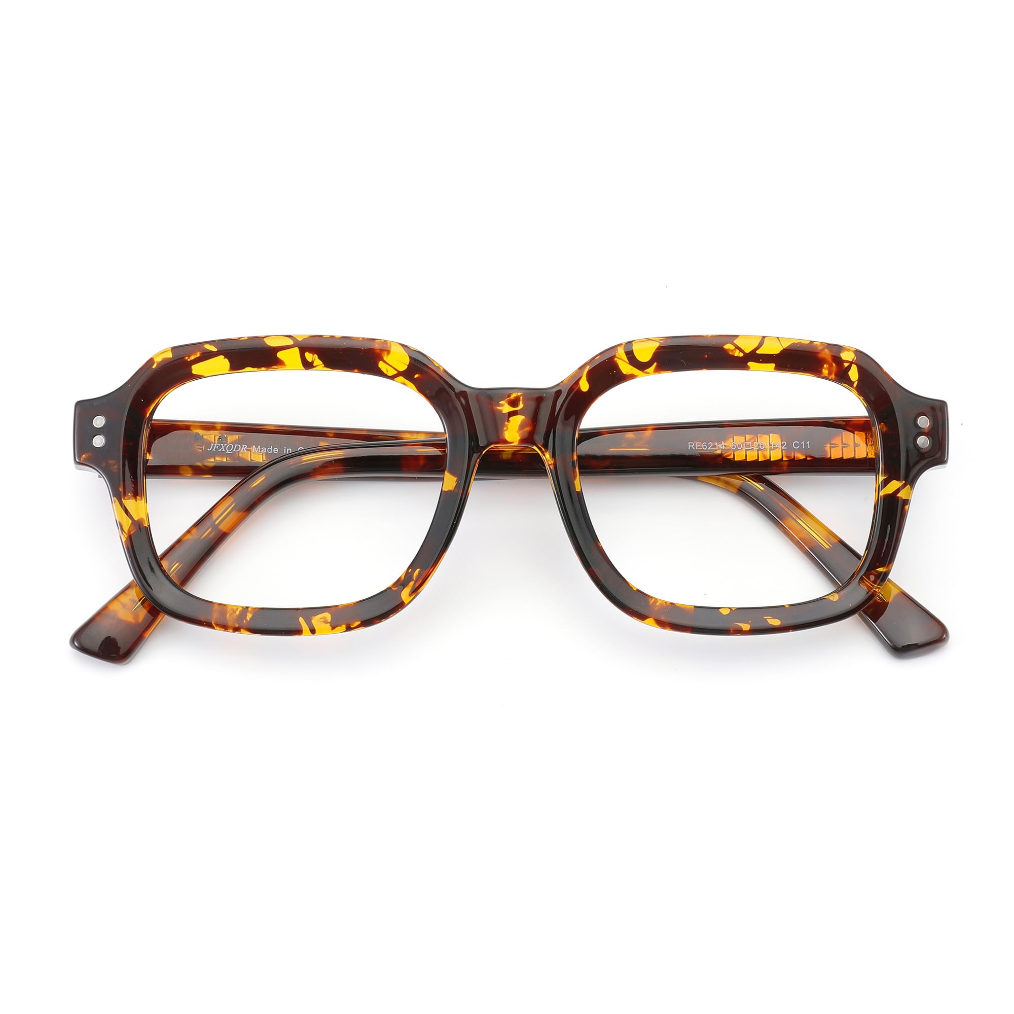 JFXQDR Blue Light Blocking Glasses for Women Men, Retro Square Frame Computer Gaming Eyeglasses Anti Glare & UV400 RF6214 (Coco Tortoise)