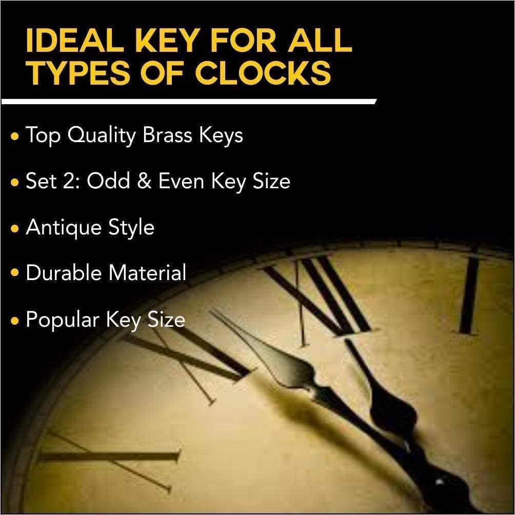 2 Pieces 4-in-1 Odd/Even Number Brass Clock Winding Keys