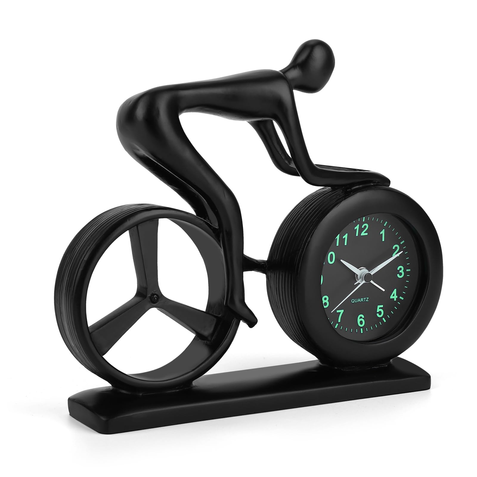 CIGERA Racing Bicycle Desk Alarm Clock Battery Operated Glow-in-The-Dark Dial Silent Non-Ticking Unique Cycling Gift for Cyclists Students