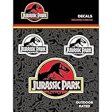 Jurassic Park Logo Decals - Set of 3 Color and Black/White Waterproof Vinyl Stickers for Car Truck Water Bottle Laptop Skateboard - Jurassic World Stickers