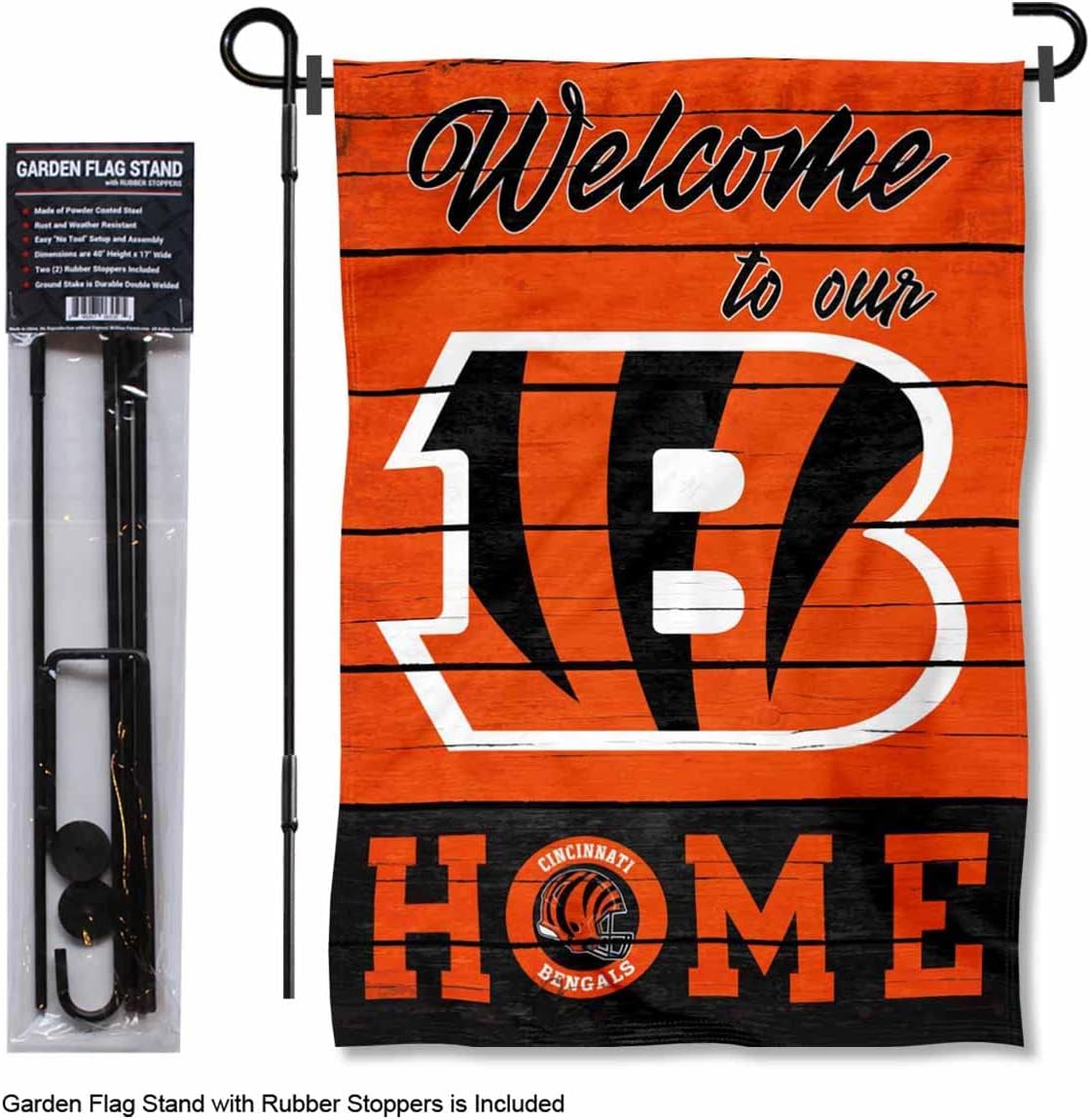 WinCraft Bengals Welcome to Our Home Garden Flag and Flagpole Mount - Image 2
