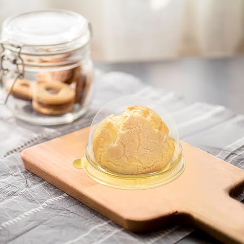 Miniatura 6 de NUOBESTY Caja de cúpula transparente, 50 unidades, soportes redondos de plástico para cupcakes, yema de huevo, hojaldre de luna, caja de embalaje