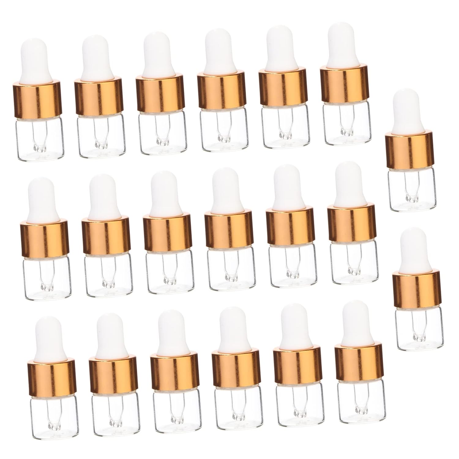 100Pcs 1ML Glass Essential Oil Dropper Bottles Leakproof Subpackaging Travel Bottles for Liquids for Aromatherapy and DIY Projects