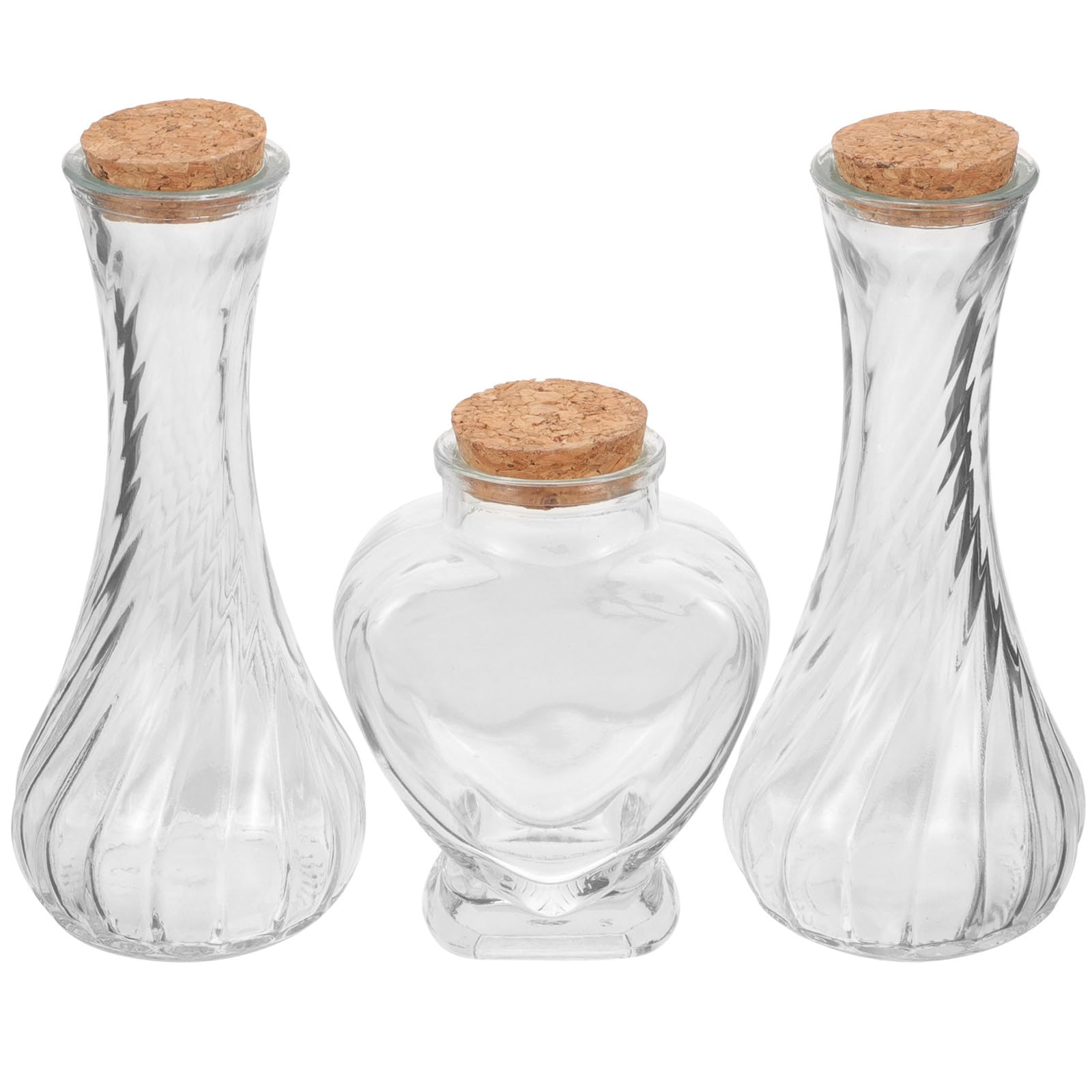 Cabilock Juego De 3 Botellas De Vidrio Para Ceremonia De Arena, Decorativas Con Tapas De Corcho, Jarrones De Cristal Para Bodas Y Celebraciones