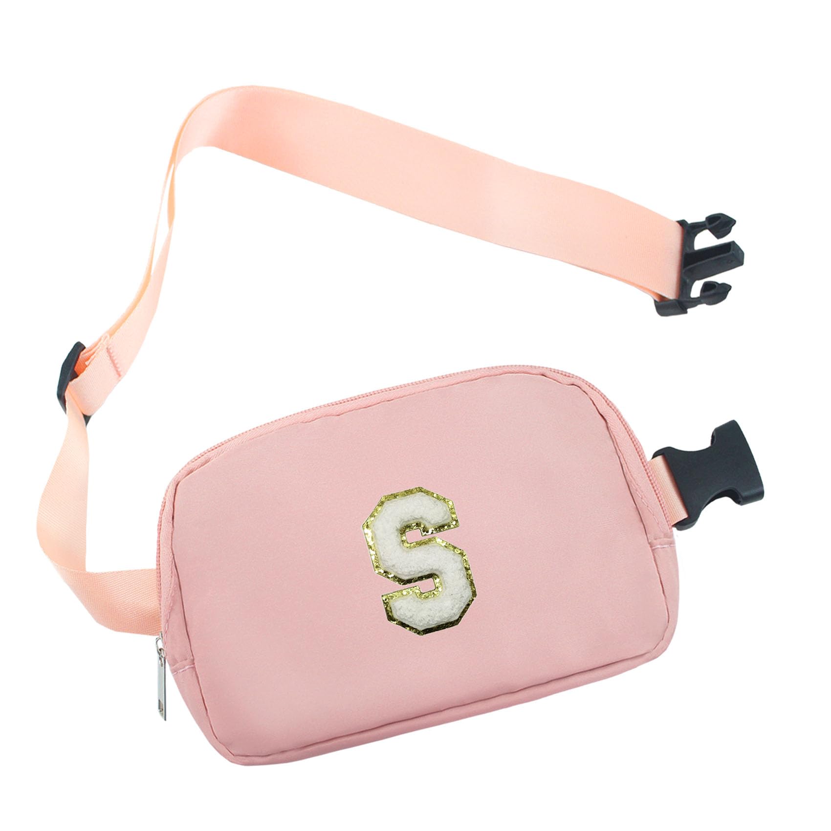 Pink Fanny Pack for Girls Purse Crossbody Belt Bag with Initials, Personalized 6 7 8 9 10 11 12 Year Old Teen Girl Birthday Gift Ideas Christmas Gifts Preteen Tween Trendy Stuff Letter S